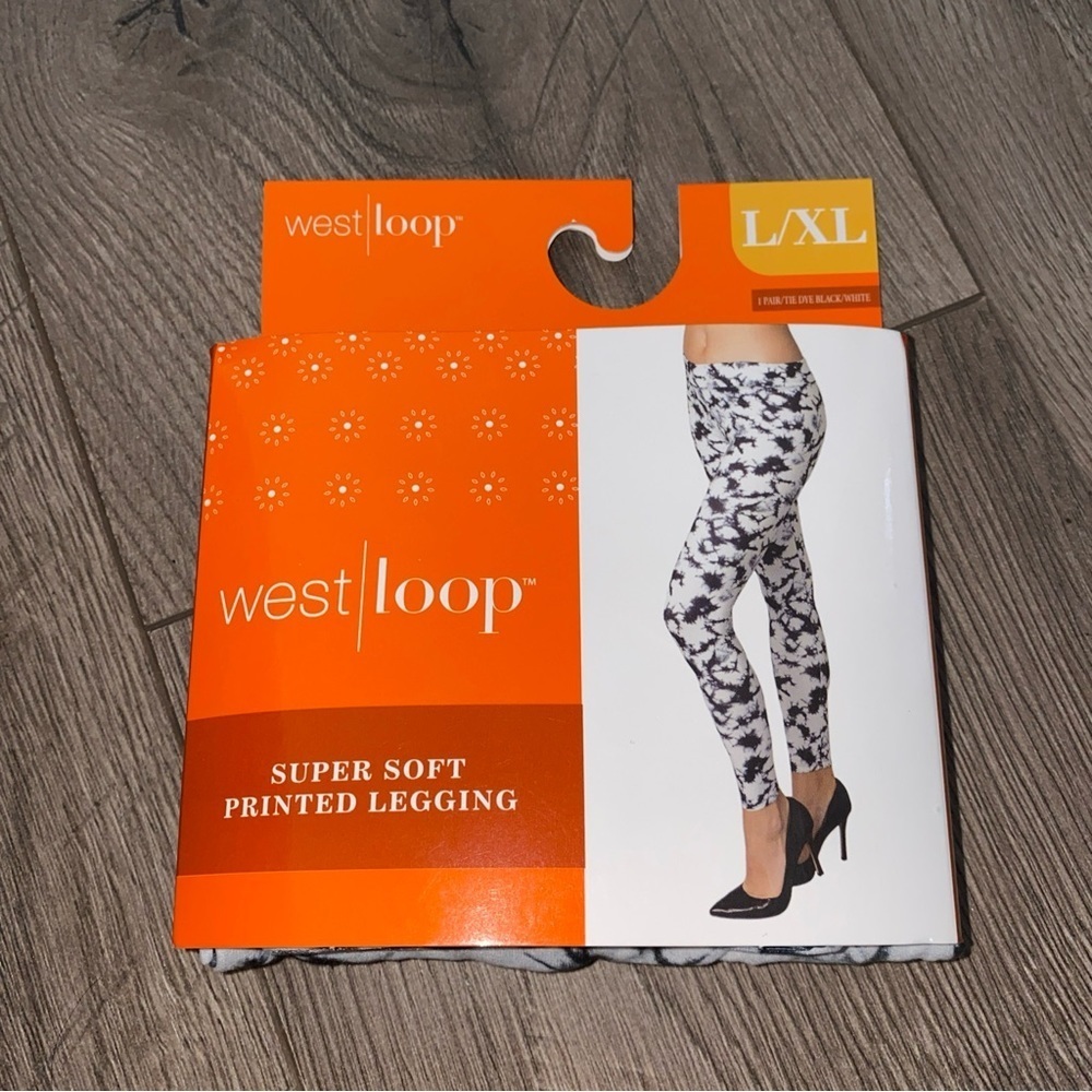 New West Loop L/ XL (10-16) Super Soft Printed Legging in Tie Dye Black & White